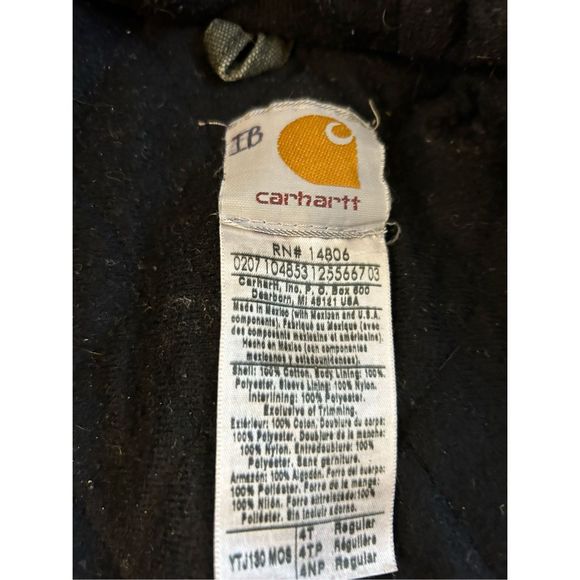 Carhartt boys 4t jacket USA green quilted interior rn#14806 hoodie - Picture 8 of 11